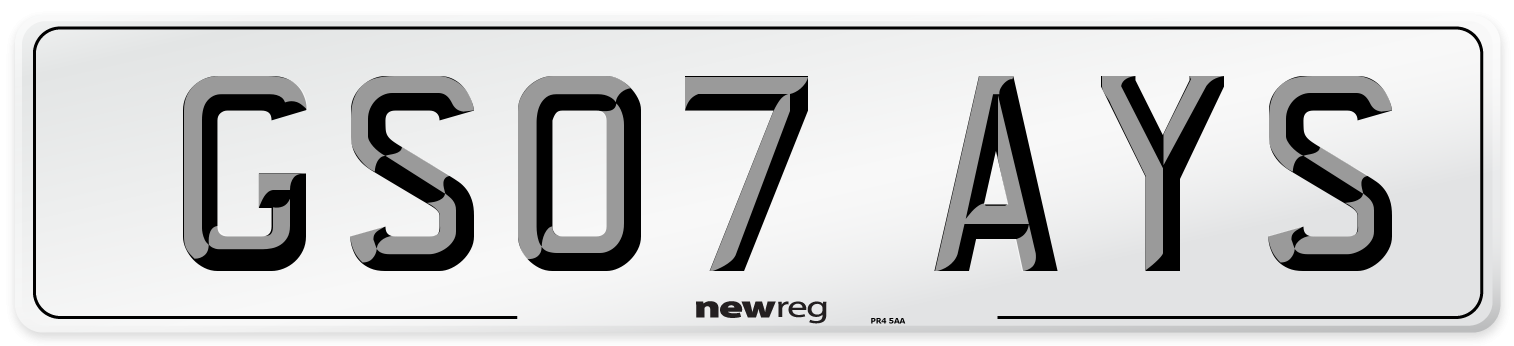 GS07 AYS Number Plate from New Reg